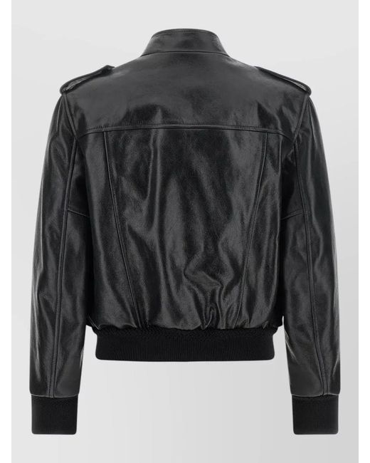Tom Ford Black Lambskin Aviator Leather Jacket