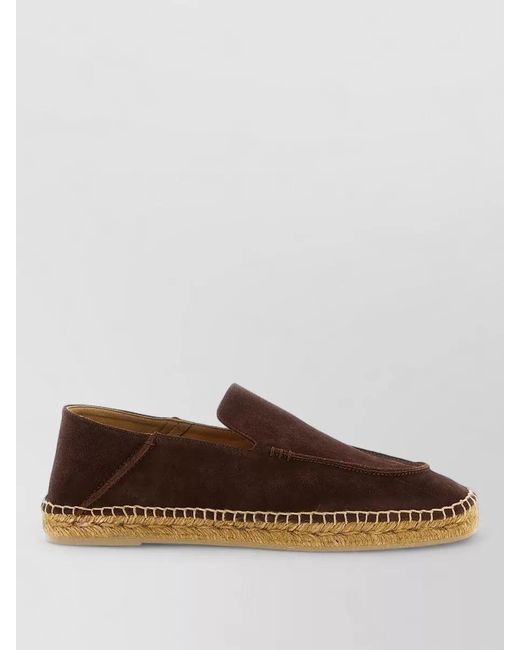 Tom Ford Brown Finn Suede Espadrilles Jute Sole Round Toe for men
