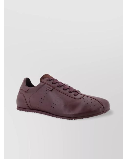 AMI Purple Leather Low-Top Sneakers for men