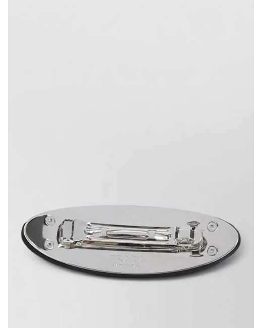 Prada White Crystal-Embellished Satin Hair Clip