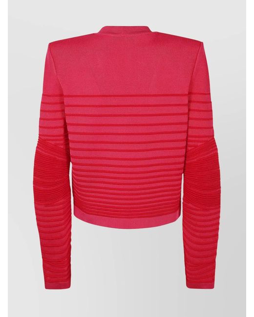 Balmain Red Long-Sleeve Knit Cardigan
