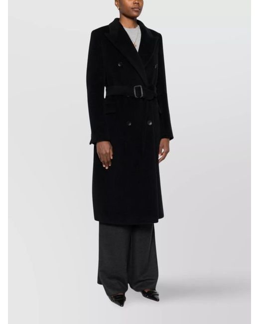 Tagliatore Black Wool Belted Double-Breasted Coat