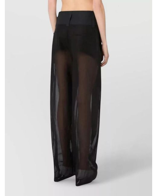 Sportmax Black High Waist Wide Leg Pants Metallic Detail
