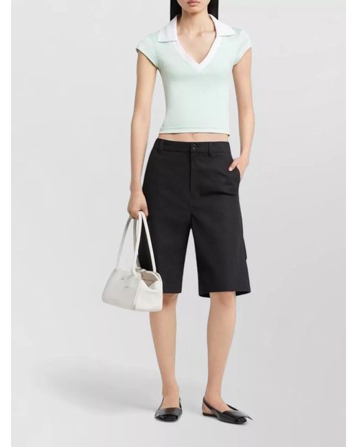Courreges White Cropped V-Neck Short-Sleeve Polo Top