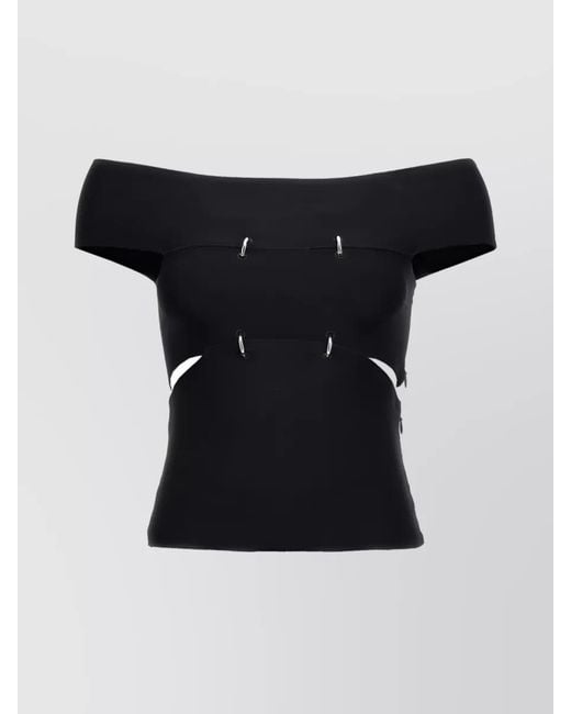 McQueen Black Off-The-Shoulder Cutout Top