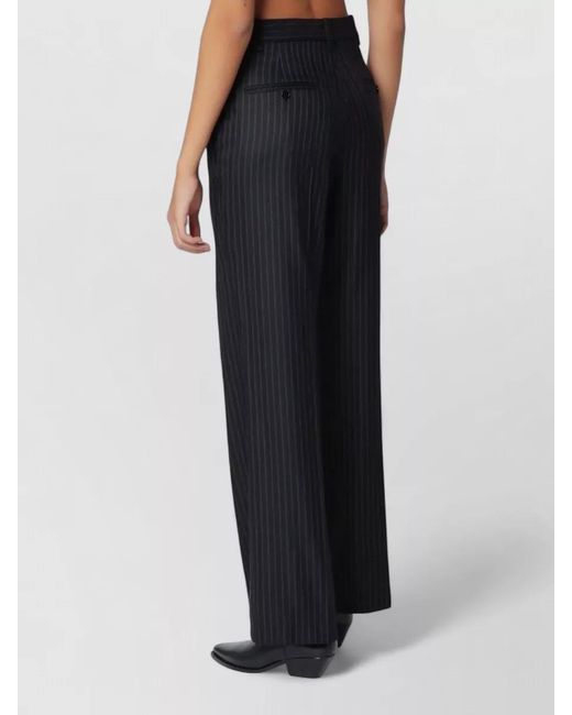 Isabel Marant Blue High Waisted Pinstripe Tailored Wide Leg Pants