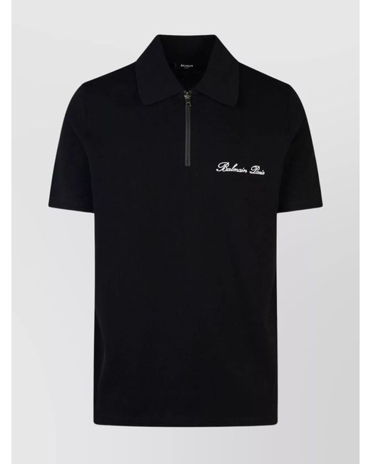 Balmain Black 'signature' Cotton Polo Shirt for men