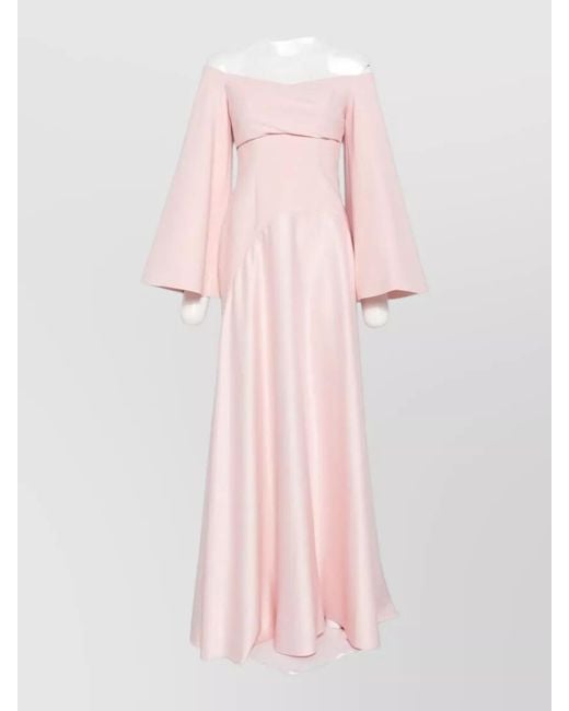 Solace London Pink Rina Off Shoulder Satin Maxi Dress