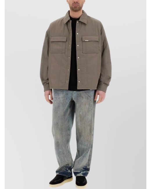 Represent Gray Quilted Shirt Jacket for men