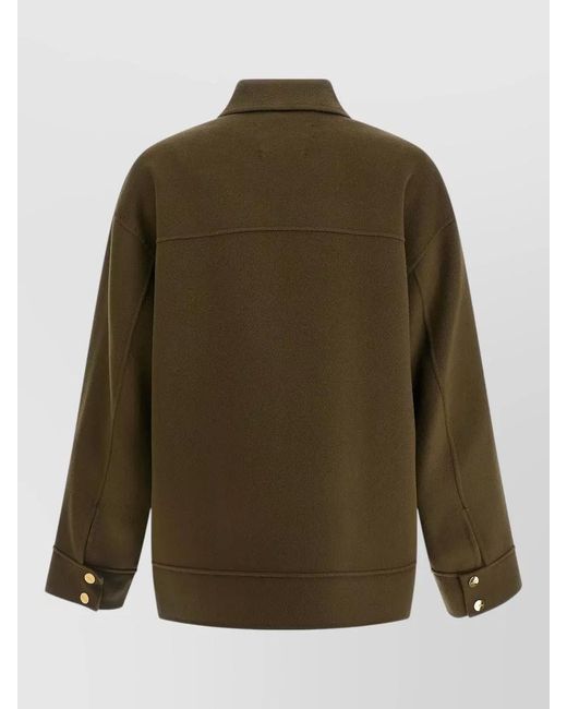 Max Mara Green Wool Silk Padded Short Coat