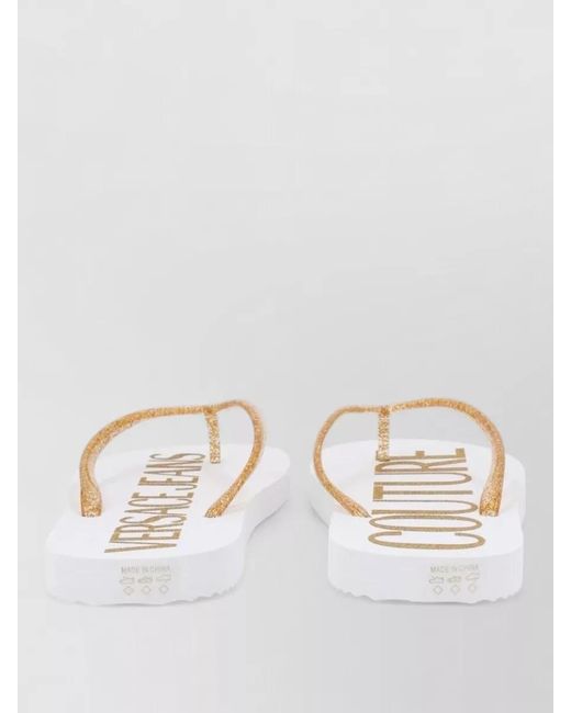 Versace Jeans Couture Natural Flat Sole Thong Strap Glitter Slides