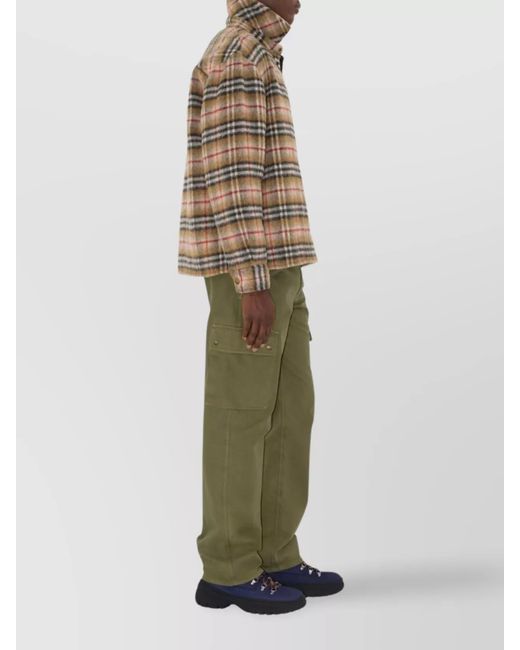 Burberry Natural Wool Checked Padded Overshirt Jacket for men