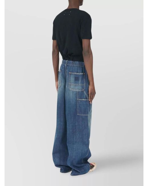 Maison Margiela Blue Denim Paneled Wide-Leg Trousers for men