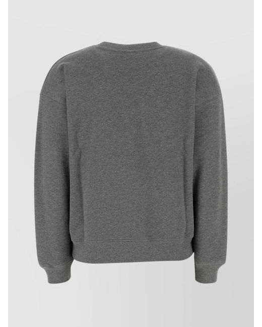 Maison Kitsuné Gray Ribbed Crew Neck Cotton Sweatshirt