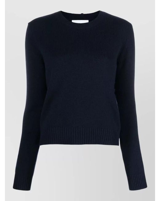 Lisa Yang Blue Cashmere Fine Knit Crewneck Sweater