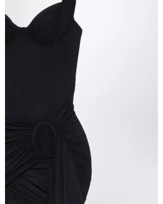 Balenciaga Black Asymmetric Draped Sleeveless Fitted Bodice Dress Maxi