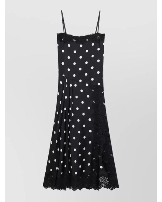Sportmax Black Lace Trim Dress Polka Dot Spaghetti Straps