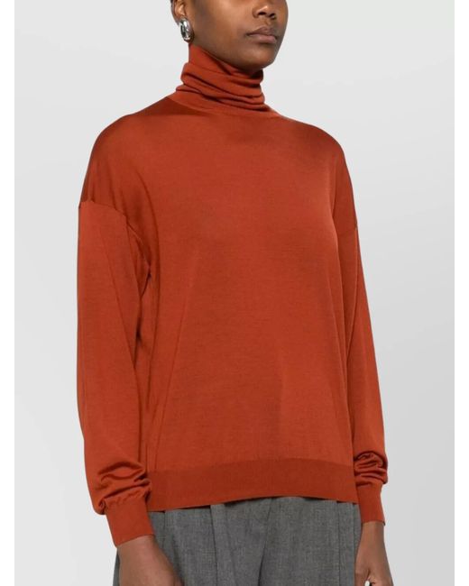 Saint Laurent Orange Wool Turtleneck Sweater