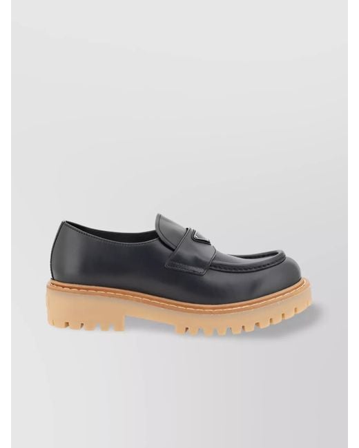 Prada Blue Leather Loafers for men