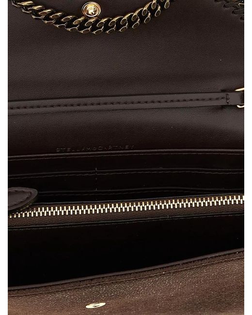 Stella McCartney Black Falabella Continental Wallet Chain Strap Design