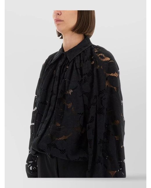 Patou Black Lace Balloon Blouse