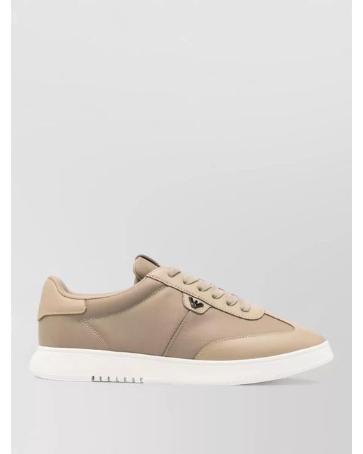 Emporio Armani Natural Leather Low-Top Sneakers for men