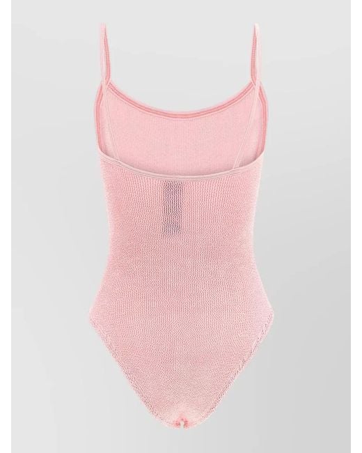 Hunza G Pink Pamela Ribbed One Piece Swimsuit