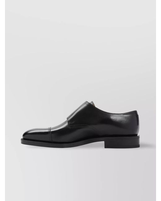 John Lobb Black Leather Double Monk Shoes for men