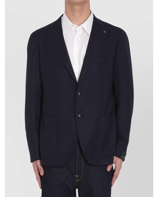 Tagliatore Blue Virgin Wool Single-Breasted Blazer for men