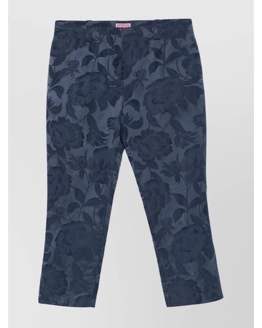 KENZO Blue Straight-Leg Cropped Trousers