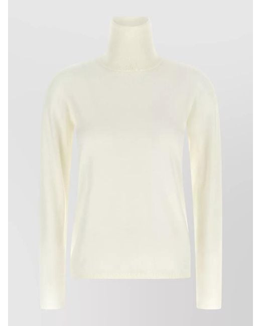 Max Mara White Virgin Wool Turtleneck Sweater