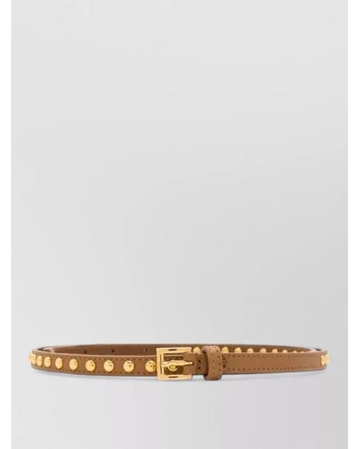 Prada White Light Leather Belt Rounded Stud Detail