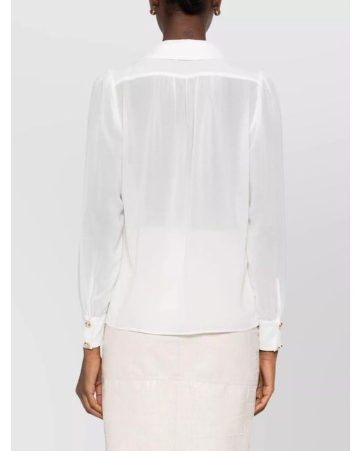 Elisabetta Franchi White V-Neck Long-Sleeve Blouse
