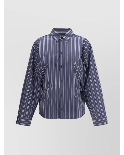 Balenciaga Blue Oversized Striped Shirt Long Sleeves