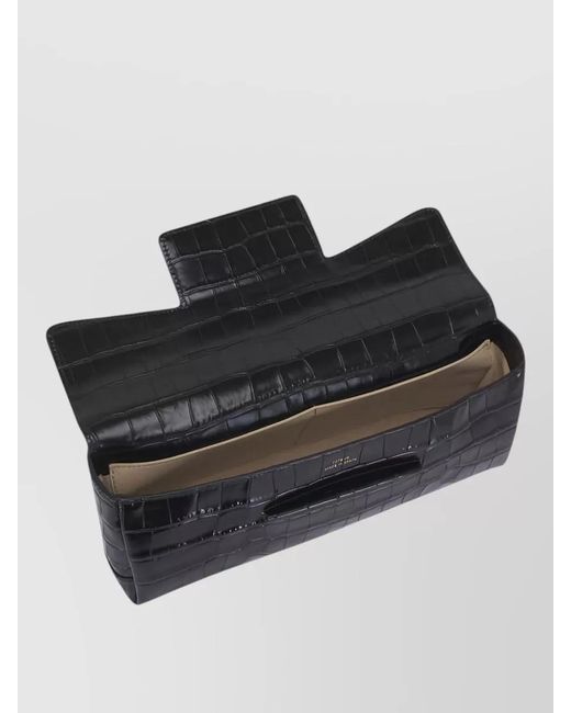 Totême Gray Crocodile Embossed Leather Clutch