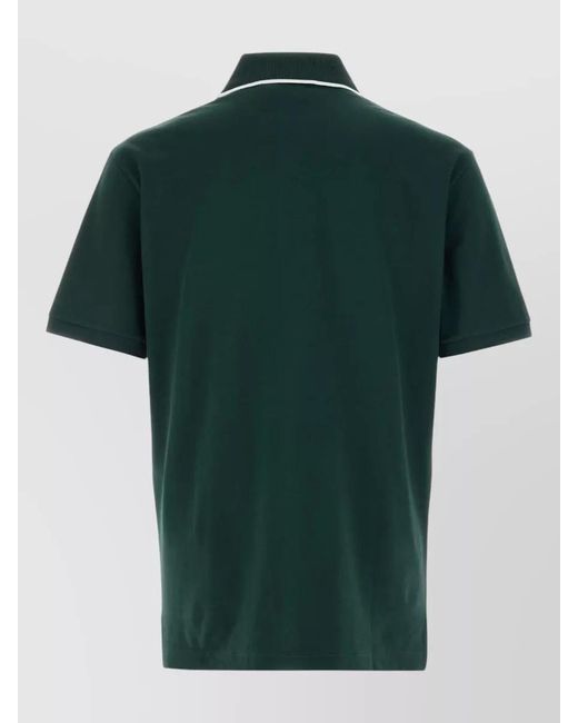 Gucci Green Cotton Piquet Polo Shirt With Embroidered Logo for men