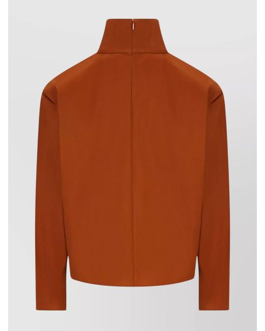 Saint Laurent Brown Silk Halterneck Long-Sleeve Knitted Top