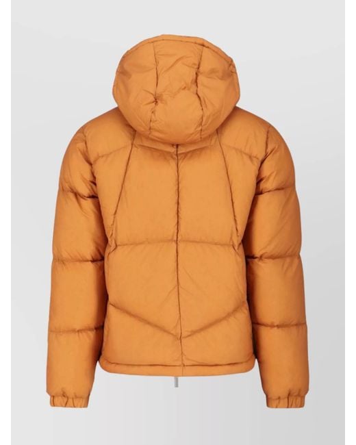 K-Way Orange Down Hooded Puffer Jacket for men