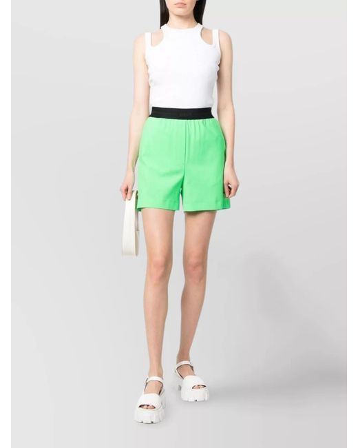 MSGM Green Wool Bermuda Shorts
