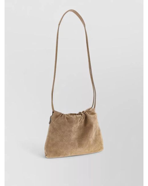 Brunello Cucinelli White Suede Shoulder Bag