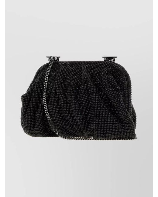Benedetta Bruzziches Black Embellished Textile Clutch Bag