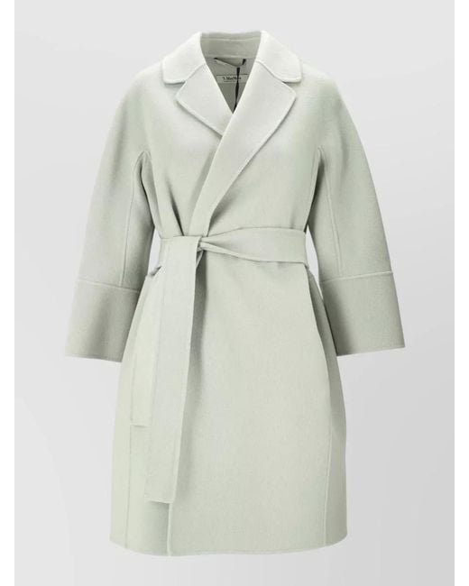 Max Mara Multicolor Coat Belted Waist Notched Lapels Pockets
