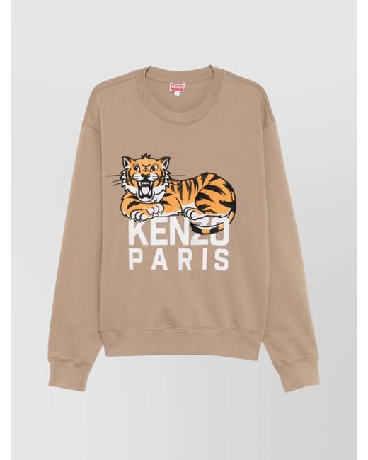 KENZO Natural Crew Neck Tiger Graphic Sweater for men