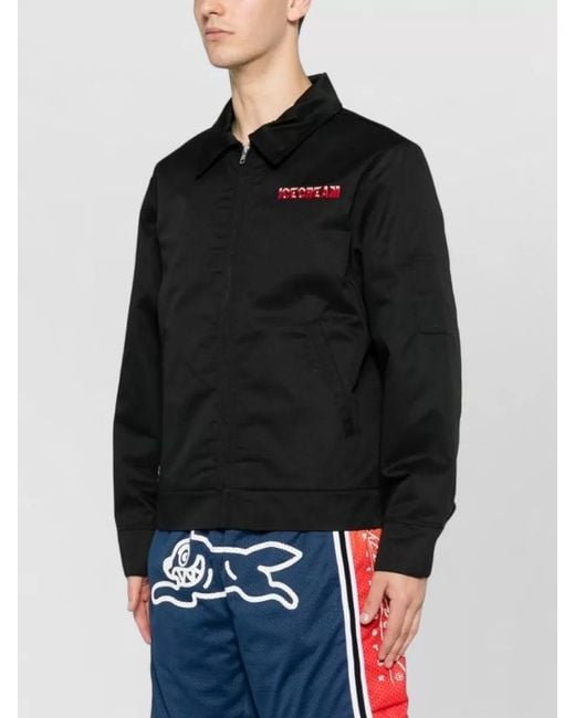ICECREAM Black Logo Zip Blouson Jacket Long Sleeves for men