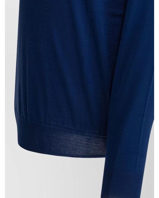 Brunello Cucinelli Blue Cotton Crew Neck Knitwear Long Sleeves for men