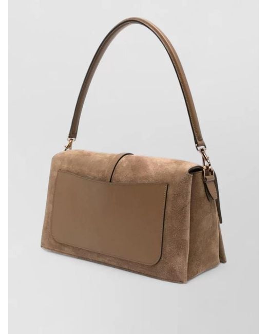 Tod's Natural T Leather Flap Shoulder Clutch Bag