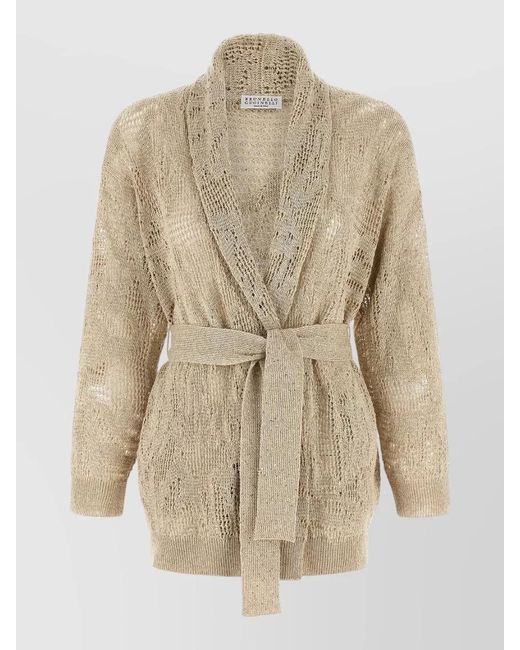 Brunello Cucinelli Natural Crochet Cardigan