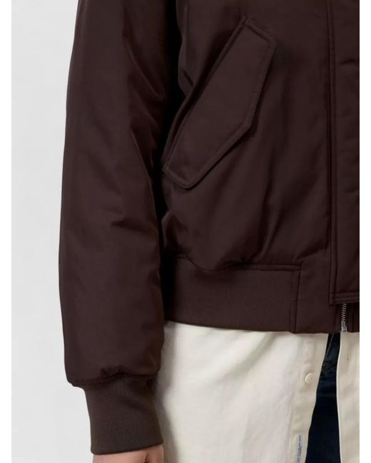 Closed Brown Zipped Blouson Jacket Baseball Collar