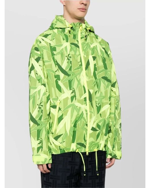 KENZO Green Printed Hooded Blazer Drawstring Elements for men