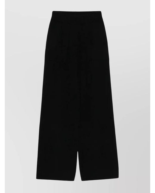 Uma Wang Black Ribbed Texture Wide Leg Trousers
